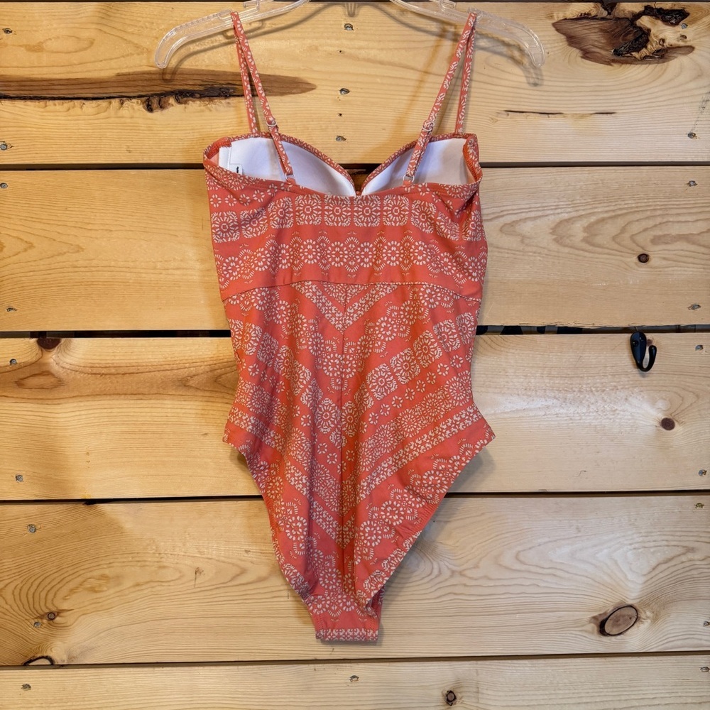 Robin Piccone Women Orange Coral Print One Piece Swimsuit Size 8 - Picture 8 of 10